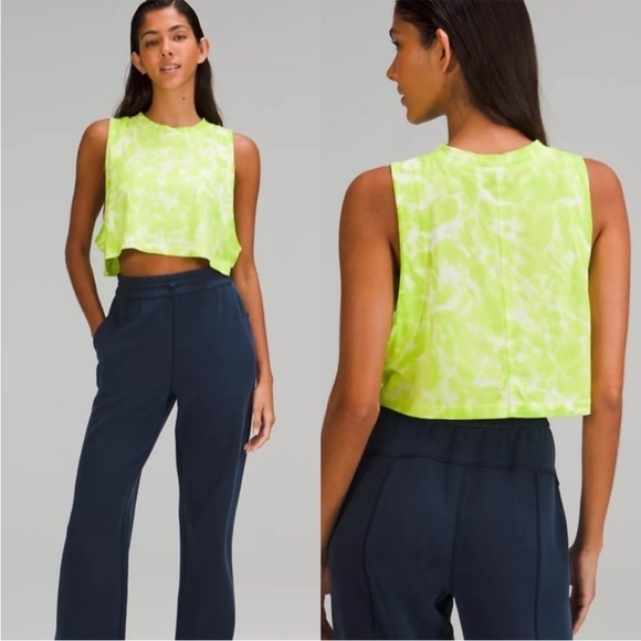 lululemon All Yours Crop Tank Tie Dye Eccentric Green - Picture 12 of 12